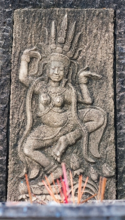 High relief sculpture to show image of angel in thailand s templeの写真素材