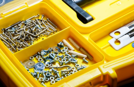 concept image of engineer or technician to show by screw and toolbox