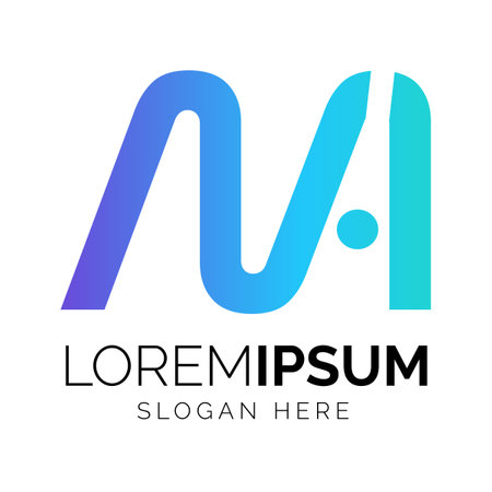 MA Letter Logo Design. Modern Letter MA Logo Vector Illustration. Gradient logo designのイラスト素材