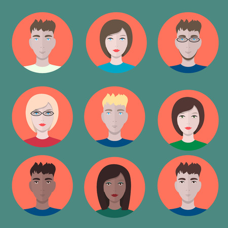 avatars set. Flat characters.のイラスト素材
