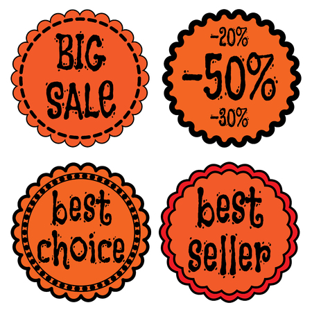 Sale badges in the orange and black Halloween styleのイラスト素材