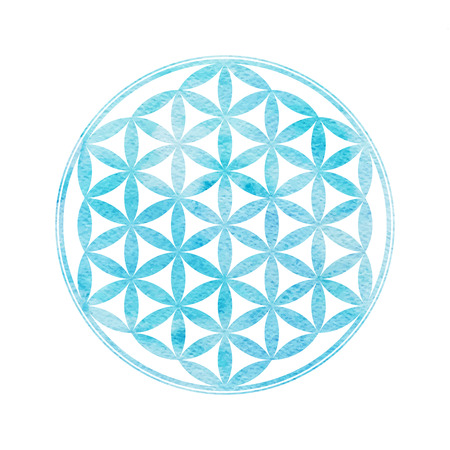 Flower Of Life. Sacred geometry. Vector element with watercolor textureのイラスト素材