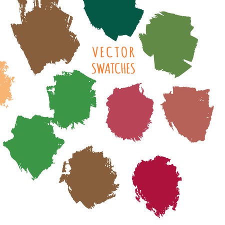 Colorful grungy hand drawn swatches, brush strokes. Vector illustration.のイラスト素材