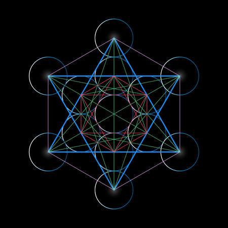 Metatrons Cube. Basics of Sacred geometry, vector Illustration.