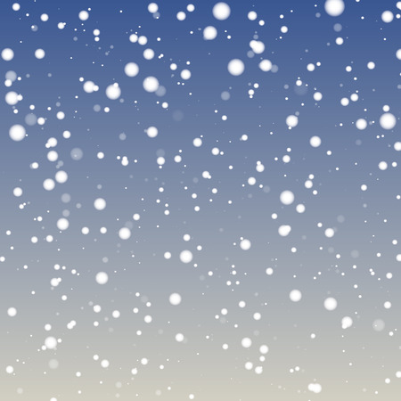 Vector illustration of fuzzy snowflakes fallig down on blue gradient background.のイラスト素材
