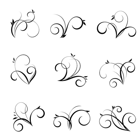 Vector flourishes and swirls collection. Decorative elements for design in vintage style.のイラスト素材