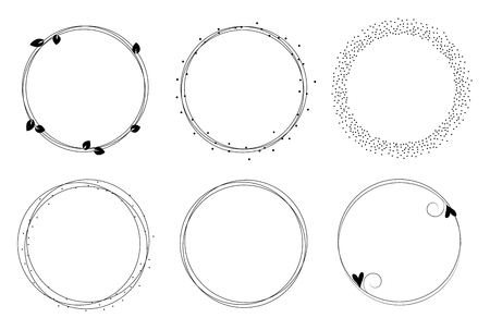 Set of vector graphic circle frames. Wreaths for design vector illustration on white background.のイラスト素材