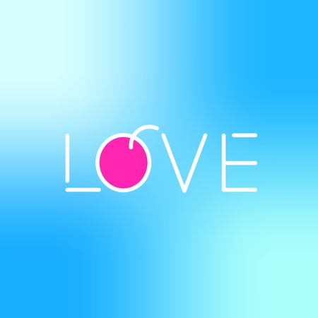 Love lettering with fruit, flat line design.のイラスト素材