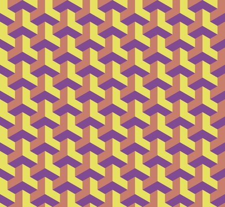Seamless geometric pattern with cubes, 3D effect architectural illustration.のイラスト素材