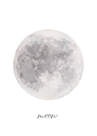 Watercolor texture of the full Moon, hand painted vector illustrationのイラスト素材