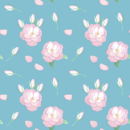 Seamless pattern with realistic roses in vintage styleのイラスト素材