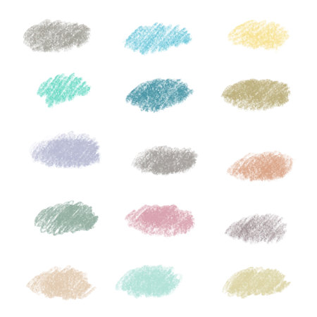Crayon pencils strokes textures swatches in pastel coloursのイラスト素材