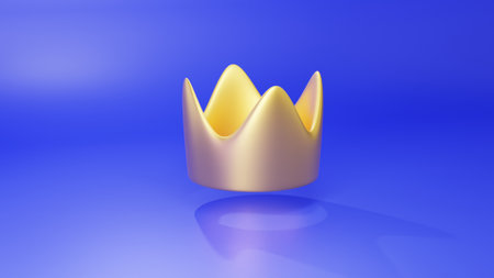 Golden crown, modern icon in cartoon style. 3d renderingの写真素材