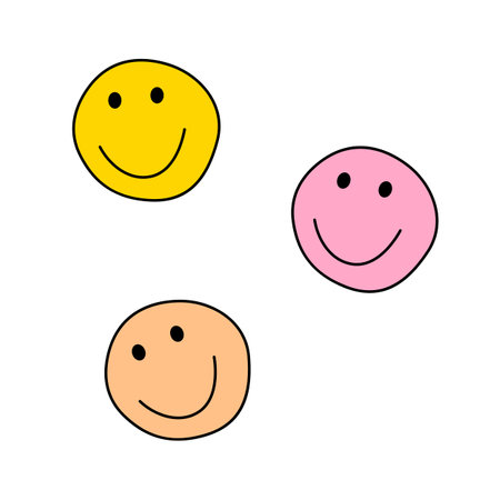 Smiley faces hand draw vector illustrationのイラスト素材
