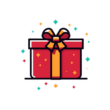 Christmas gift box, flat vector illustrationのイラスト素材