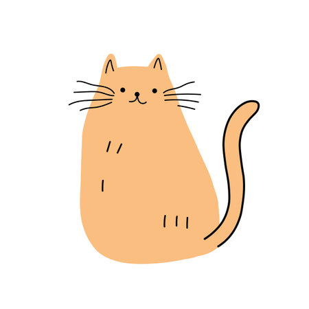 Adorable cat, flat vector illustration in a contemporary minimalist style.のイラスト素材