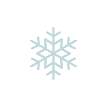 Snowflake icon in pastel blue color, winter decoration element.