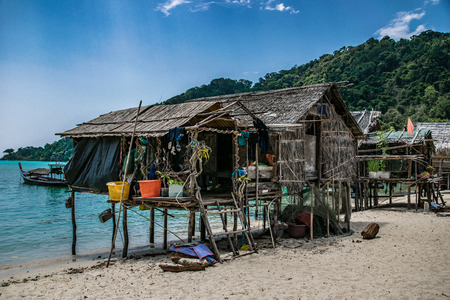 the Moken Sea Village, Surin Islands, Pang Nga, Thailandの写真素材