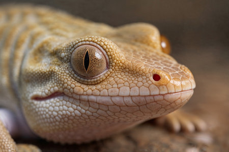 Close up of a leopard gecko (Eublepharis macularius)の素材