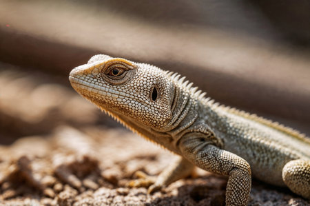 Close up of a bearded agama lizard (Agama vittatus)の素材