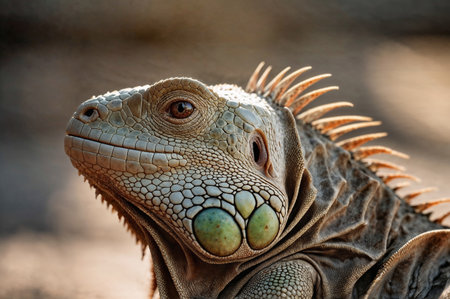 Close up of a green iguana (Cyclura cristata)の素材