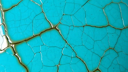 Cracked paint on a blue wall. Abstract background and texture.の素材