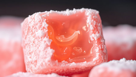Turkish delight on a dark background close-up. Selective focus.の素材