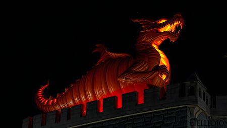 Dragon statue at night in Hong Kong, China. This is a 3d render.の素材