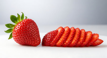 Strawberries on a white background with a place for your textの素材