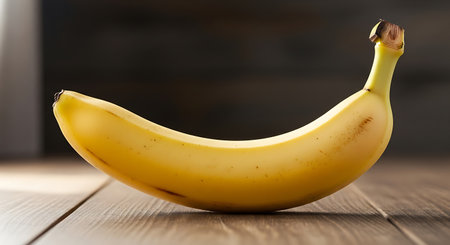 Banana on a wooden table, close-up, selective focusの素材