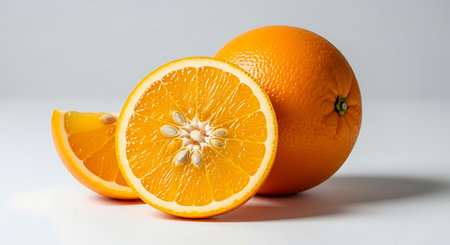 Orange fruit isolated on white background with clipping path. Fresh orange.の素材
