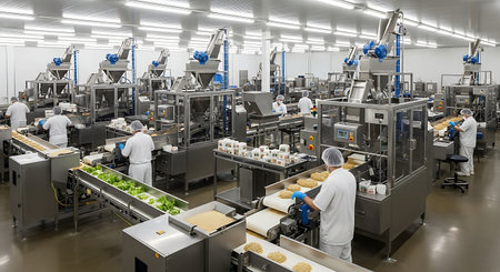 Production line in a food factory.の素材