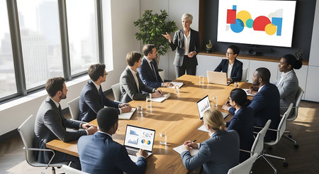 Business People Meeting Brainstorming Planning Corporate Teamwork Concept in modern officeの素材