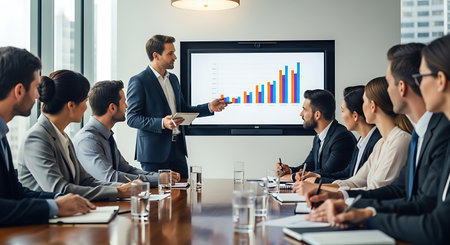 Business people in a meeting at office conference room. Corporate businessteam and manager in a meeting.の素材