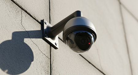 CCTV security camera on the wall of the building. 3d renderingの素材