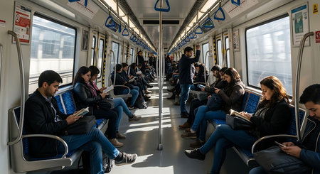Passengers in Paris subway train. Paris is the capital and most populous city of France.の素材