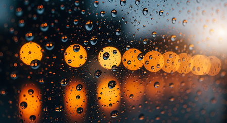 Rain drops on the window with bokeh light background,abstractの素材