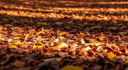 autumn leaves on the ground in the park, shallow dofの素材