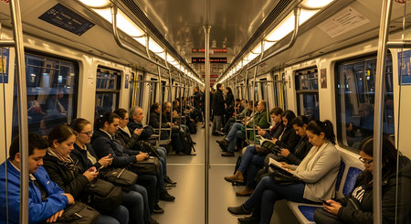 Passengers in Milan subway. Milan is the capital and largest city of Italy.の素材