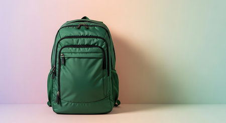 Green backpack on a white background. 3d rendering, mock upの素材