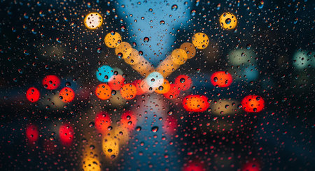 Blurred of car on road with rain drop, abstract background.の素材