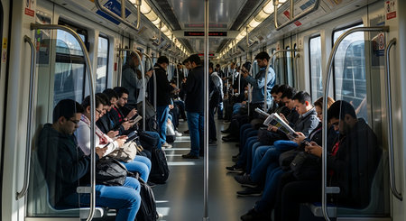 Passengers inside the train in Bangkok,Thailand.の素材