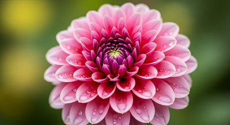 Beautiful pink dahlia flower with water drops on petalsの素材