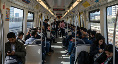Hong Kong subway train interior.の素材