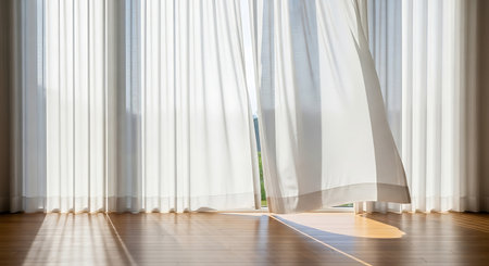 Curtain in the interior of the room. 3D rendering.の素材