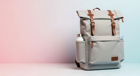 Stylish gray travel backpack on a white background. 3d renderingの素材