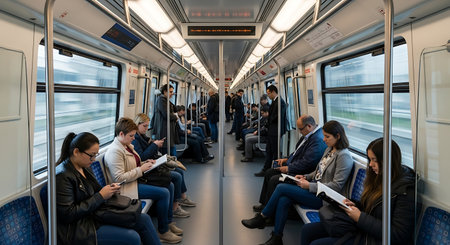 Passengers on the subway train.の素材