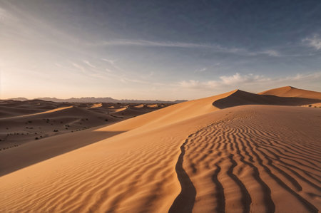 Sand dunes in the Sahara desert, Merzouga, Moroccoの素材