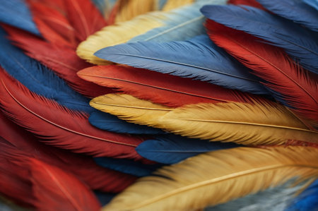colorful feathers as a background, closeup of photo, textureの素材