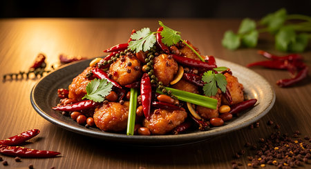 chinese cuisine. Stir-fried sweet and sour chicken with vegetablesの素材